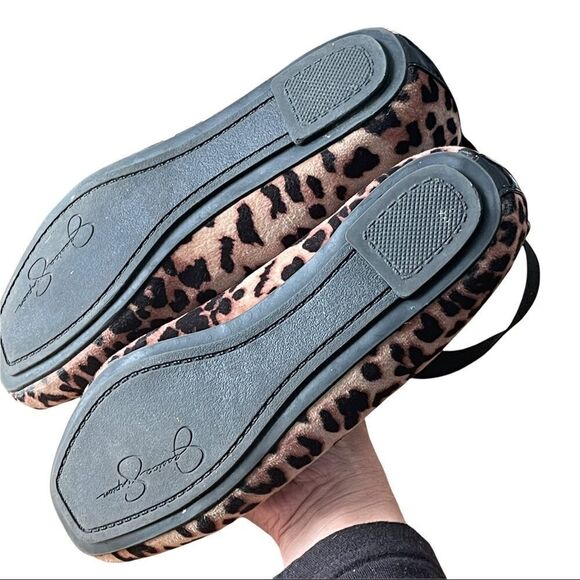 Jessica Simpson Madison Animal Print Crisscross Ankle Ballet Flat Shoes Sz 4M - Picture 13 of 14
